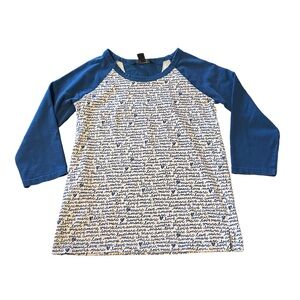 Marc By Marc Jacobs Women’s Blue and White Long Sleeve Logo Tee Size M